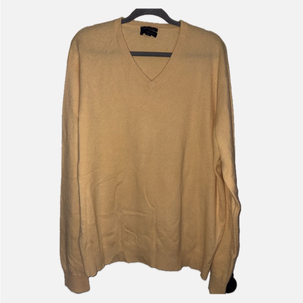 Club Room V-Neck Sweater - yellow estate cashmere 100%